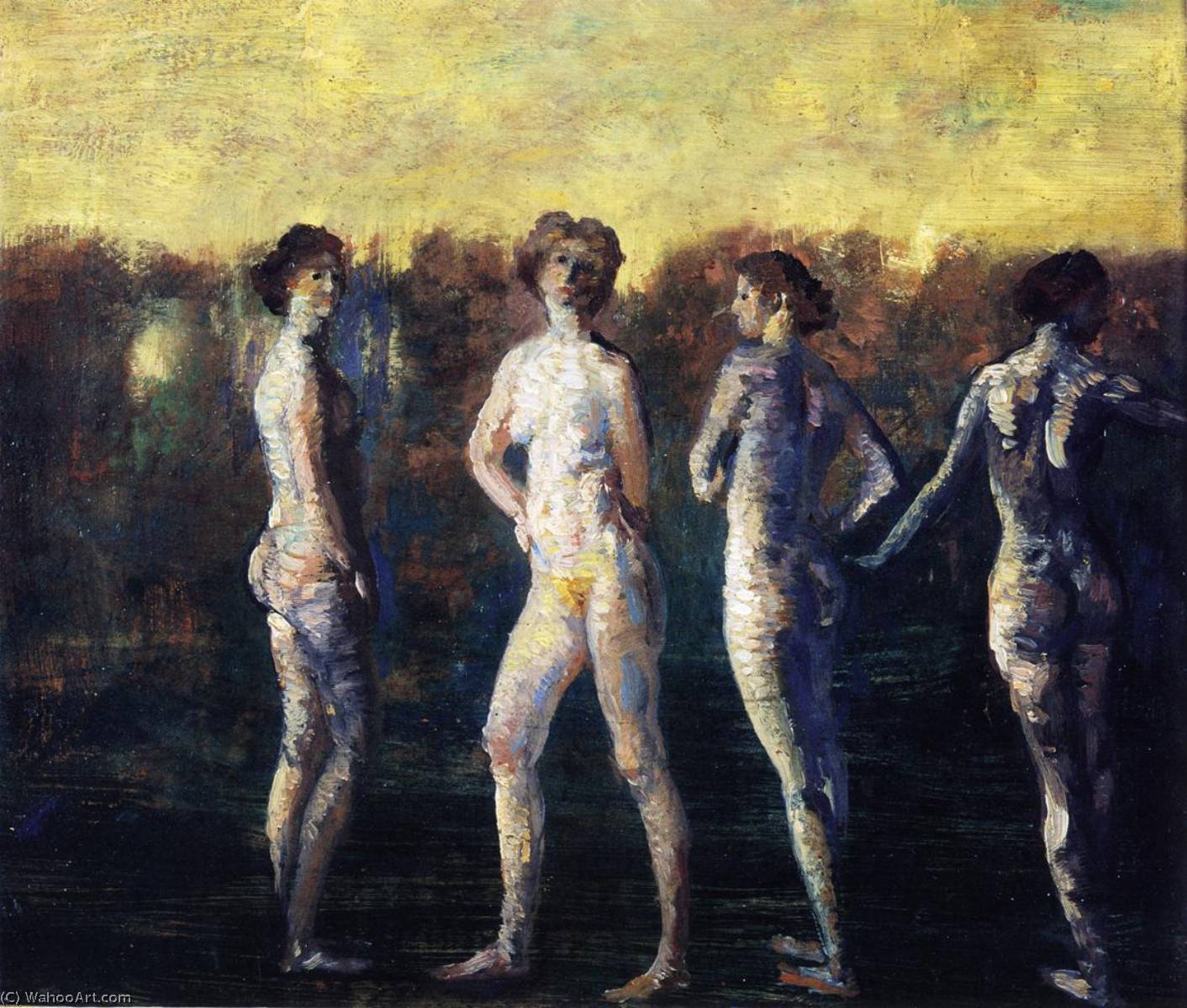 Wikioo.org - The Encyclopedia of Fine Arts - Painting, Artwork by Arthur Bowen Davies - Four Figures