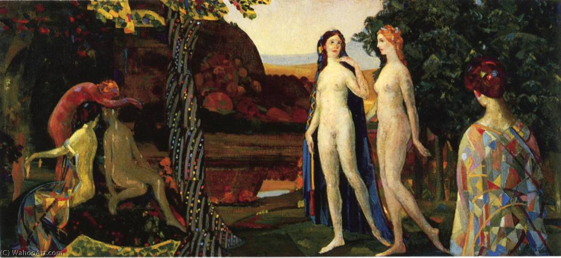 Wikioo.org - The Encyclopedia of Fine Arts - Painting, Artwork by Arthur Bowen Davies - Jewel Bearing Tree of Amity