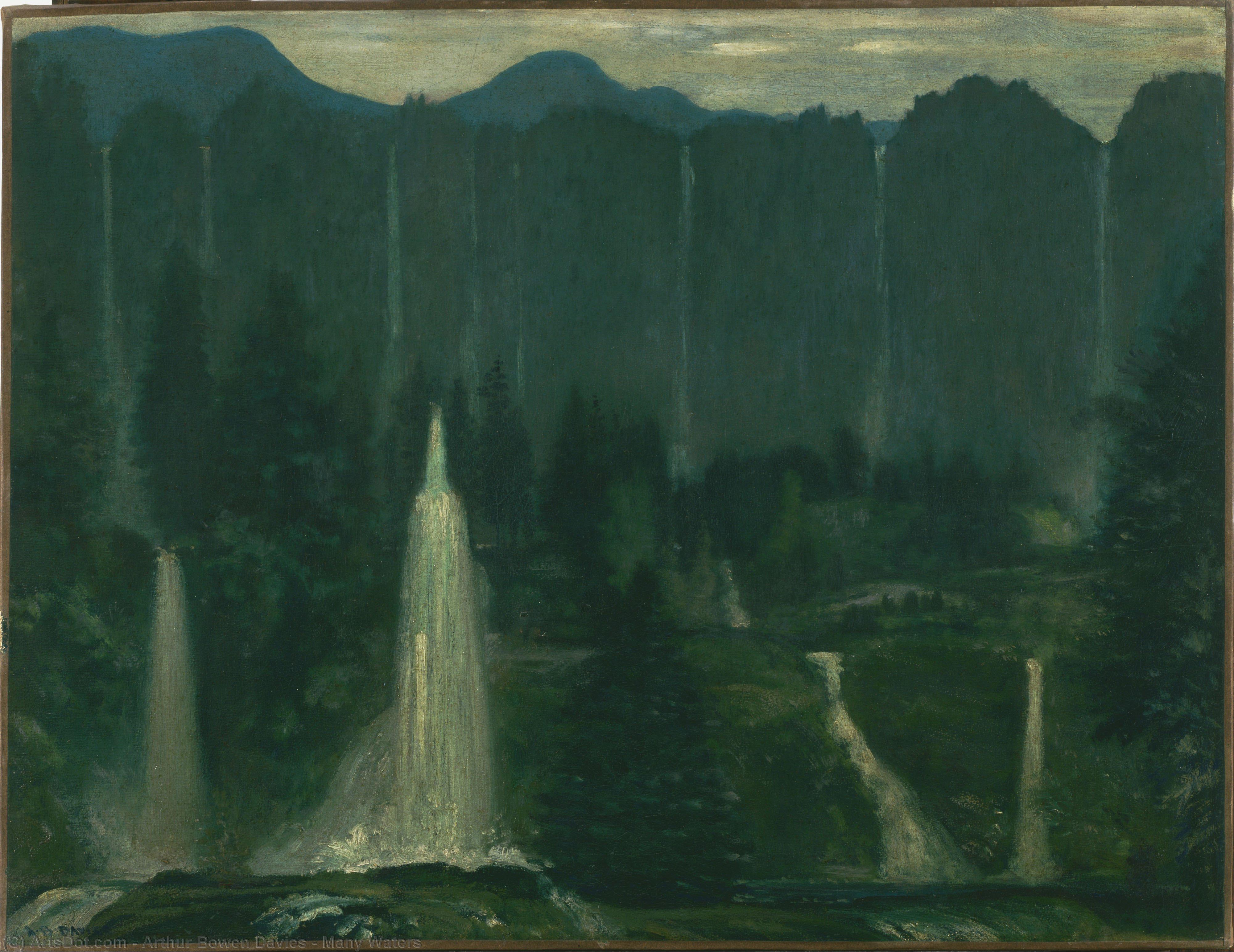 WikiOO.org - Encyclopedia of Fine Arts - Lukisan, Artwork Arthur Bowen Davies - Many Waters