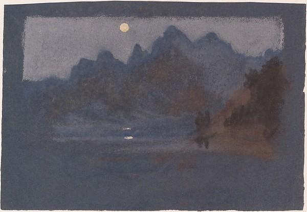 Wikioo.org - The Encyclopedia of Fine Arts - Painting, Artwork by Arthur Bowen Davies - Mountains in Moonlight