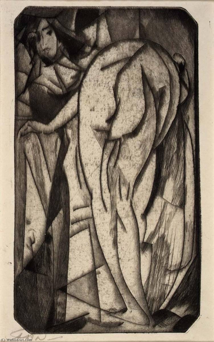 WikiOO.org - Encyclopedia of Fine Arts - Maľba, Artwork Arthur Bowen Davies - Bathing Woman and Servant