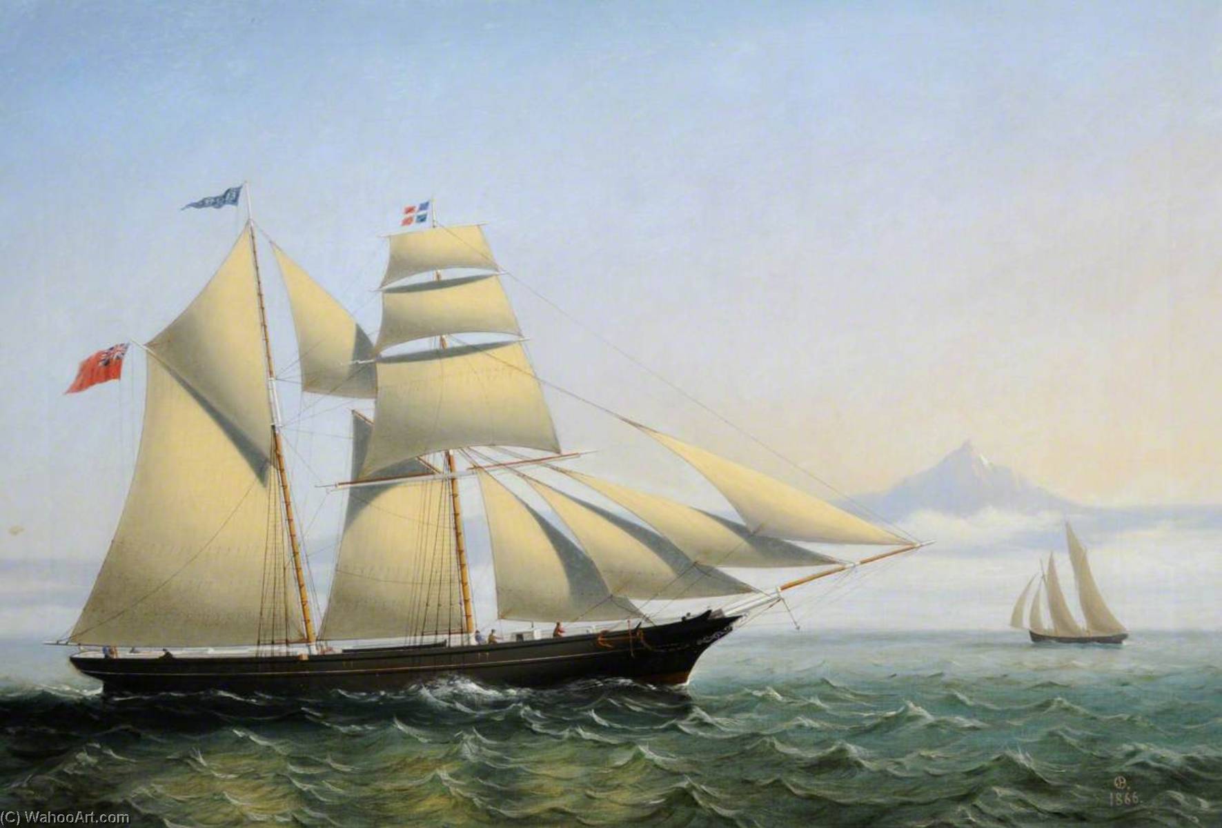Wikioo.org - The Encyclopedia of Fine Arts - Painting, Artwork by Philip John Ouless - The 'Electra' off a Mountainous Coast