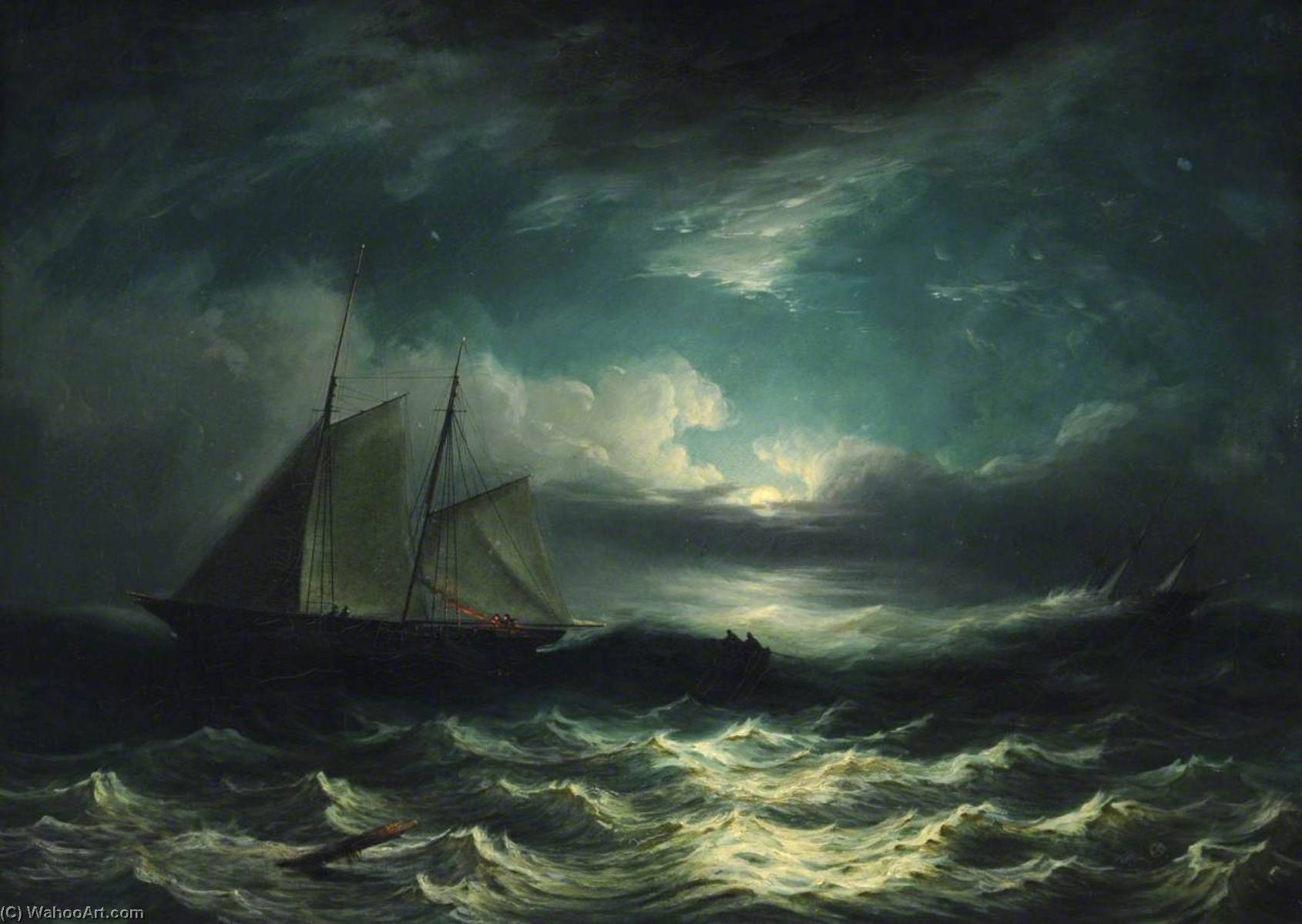 Wikioo.org - The Encyclopedia of Fine Arts - Painting, Artwork by Philip John Ouless - Sailing Ship Coming to the Rescue of a Paddle Steamer