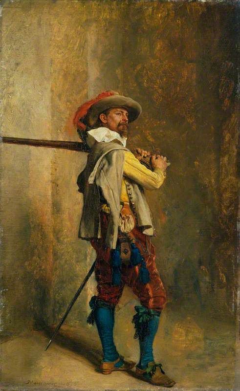 Wikioo.org - The Encyclopedia of Fine Arts - Painting, Artwork by Jean Louis Ernest Meissonier - A Musketeer Time of Louis XIII