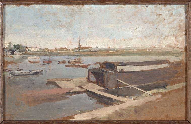 Wikioo.org - The Encyclopedia of Fine Arts - Painting, Artwork by Jean Louis Ernest Meissonier - Bords de la Seine à Poissy