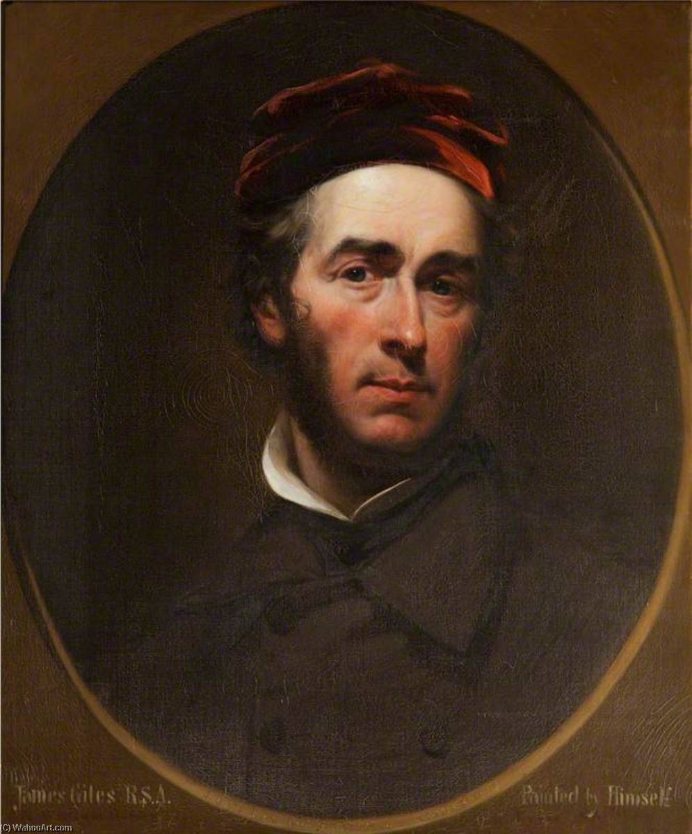 Wikioo.org - The Encyclopedia of Fine Arts - Painting, Artwork by James Giles - Self Portrait in a Maroon Coat and Crimson Beret
