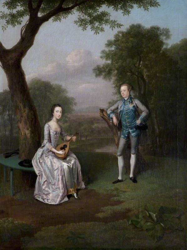 Wikioo.org - The Encyclopedia of Fine Arts - Painting, Artwork by Arthur William Devis - Sir Nathaniel (1726–1804), and Lady Caroline Curzon (1733–1812)