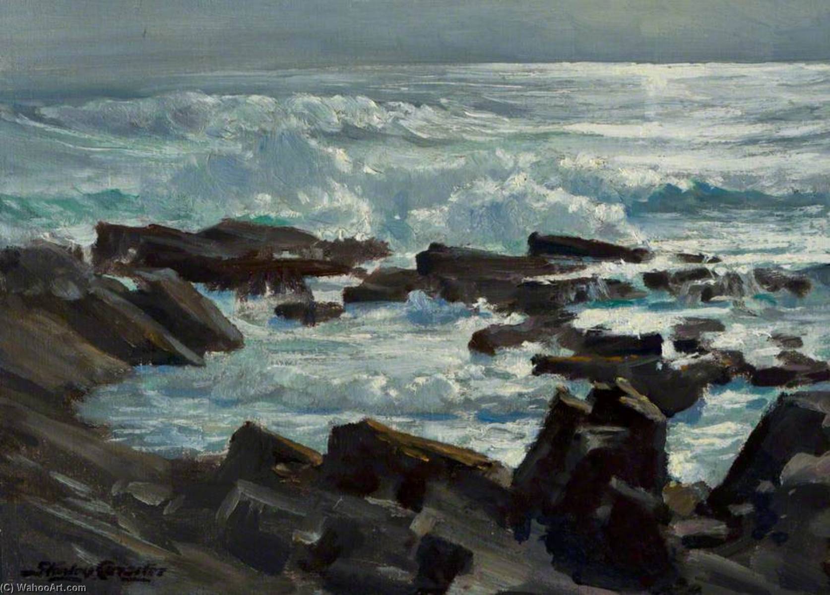Wikioo.org - The Encyclopedia of Fine Arts - Painting, Artwork by Stanley Cursiter - Between the Showers, Fair Isle