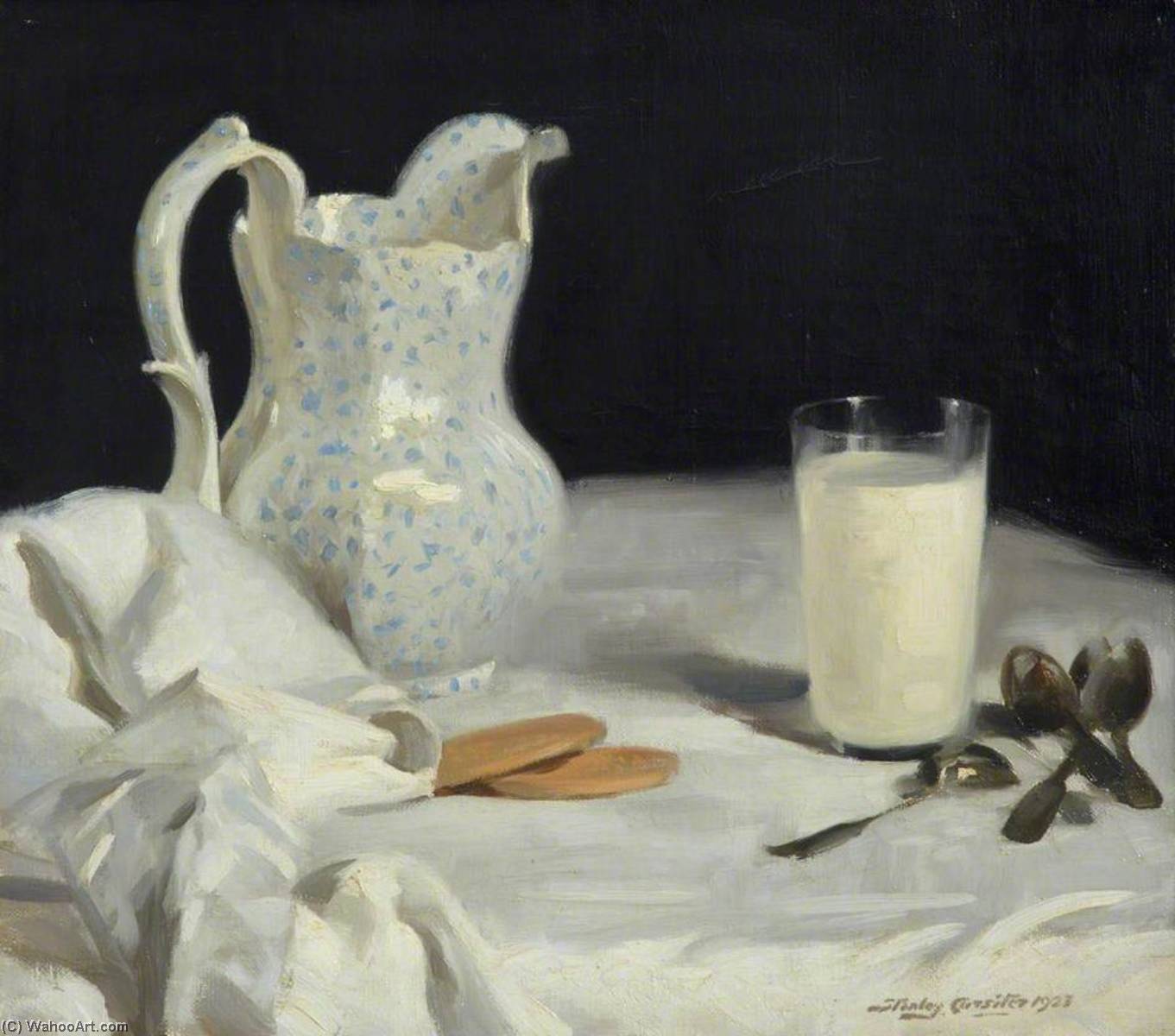 Wikioo.org - The Encyclopedia of Fine Arts - Painting, Artwork by Stanley Cursiter - A Glass of Milk