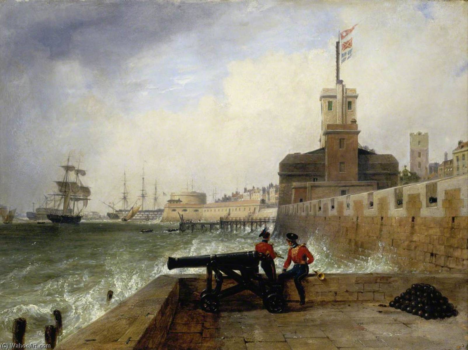 Wikioo.org - The Encyclopedia of Fine Arts - Painting, Artwork by Edward William Cooke - Semaphore at Portsmouth