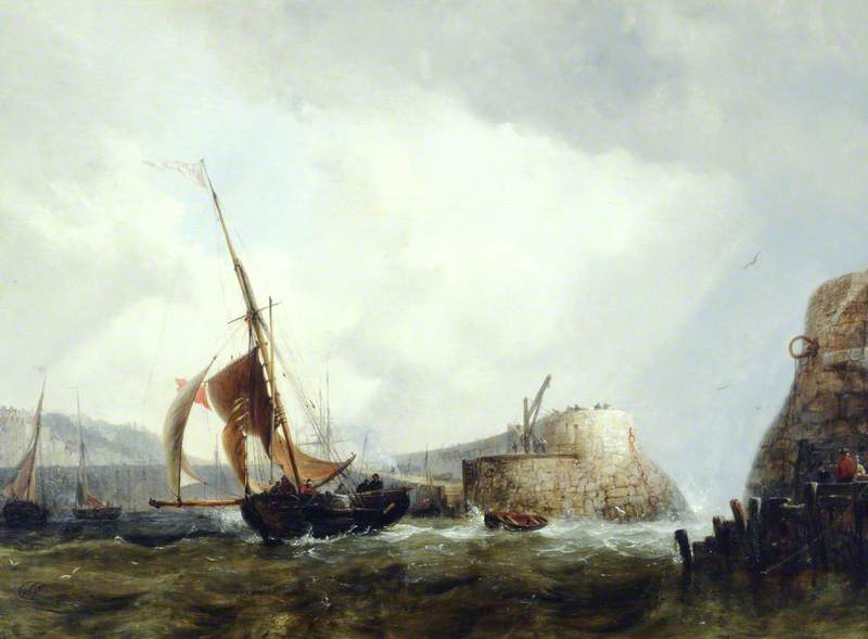 Wikioo.org - The Encyclopedia of Fine Arts - Painting, Artwork by Edward William Cooke - Pilot Boat Running into St Peter Port, Guernsey