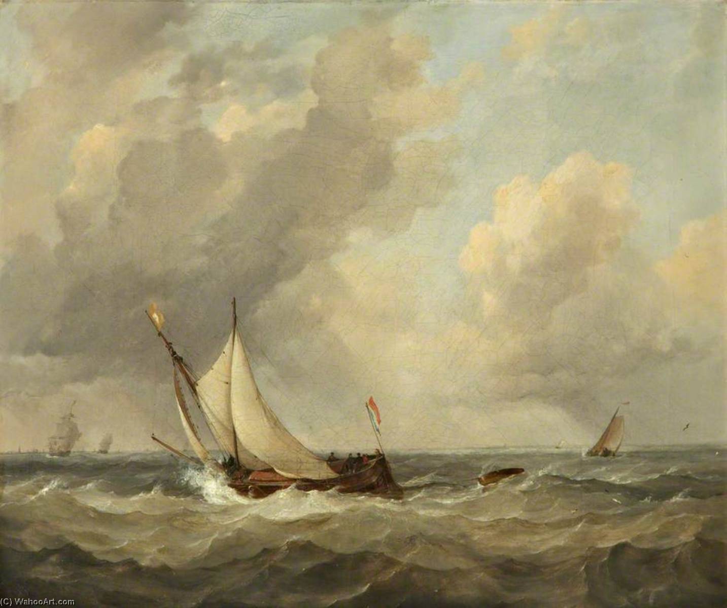 Wikioo.org - The Encyclopedia of Fine Arts - Painting, Artwork by Edward William Cooke - Dutch Boats Beating into the Scheldt