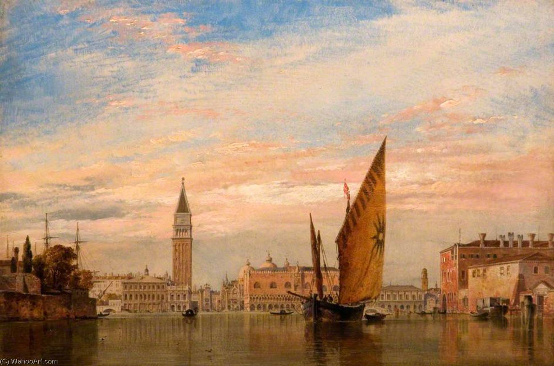 Wikioo.org - The Encyclopedia of Fine Arts - Painting, Artwork by Edward William Cooke - On the Bacino di San Marco, Venice