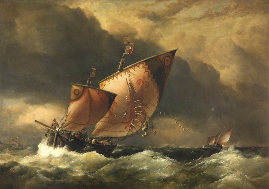 Wikioo.org - The Encyclopedia of Fine Arts - Painting, Artwork by Edward William Cooke - Venetian Fishing Craft Caught in a 'Borasca'