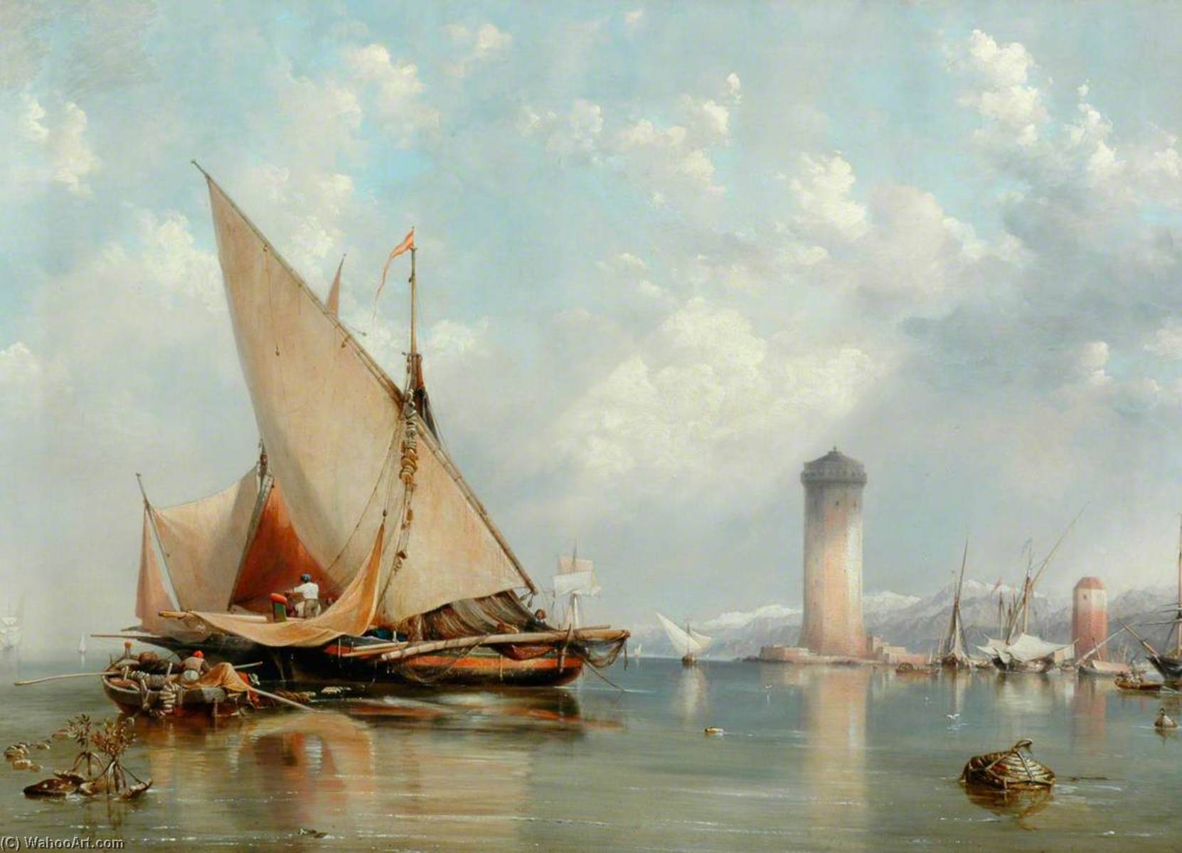 Wikioo.org - The Encyclopedia of Fine Arts - Painting, Artwork by Edward William Cooke - Off the Coast of Leghorn