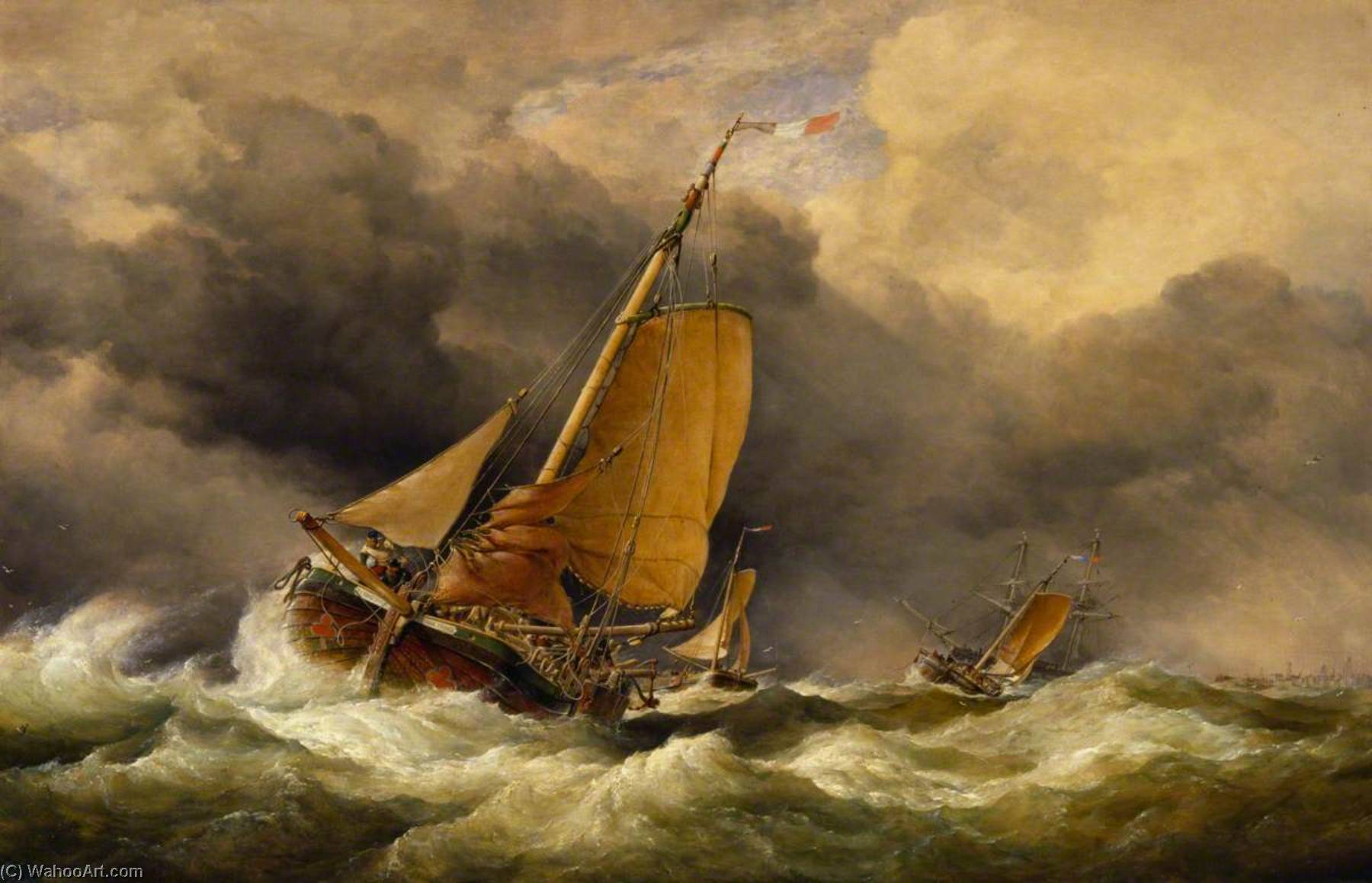 Wikioo.org - The Encyclopedia of Fine Arts - Painting, Artwork by Edward William Cooke - Scheveningen Pincks off the Coast of Yarmouth