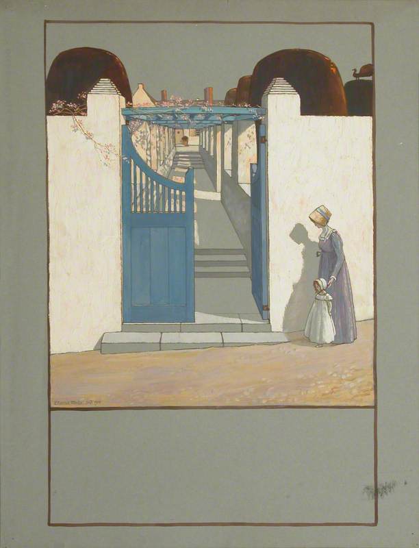 Wikioo.org - The Encyclopedia of Fine Arts - Painting, Artwork by Charles Paget Wade - A Mother and Child in front of Gates, St Kitts
