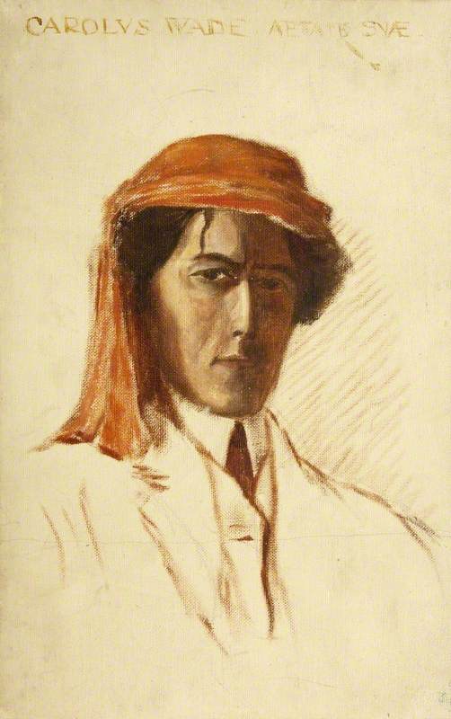 Wikioo.org - The Encyclopedia of Fine Arts - Painting, Artwork by Charles Paget Wade - Self Portrait in a Turban (unfinished)