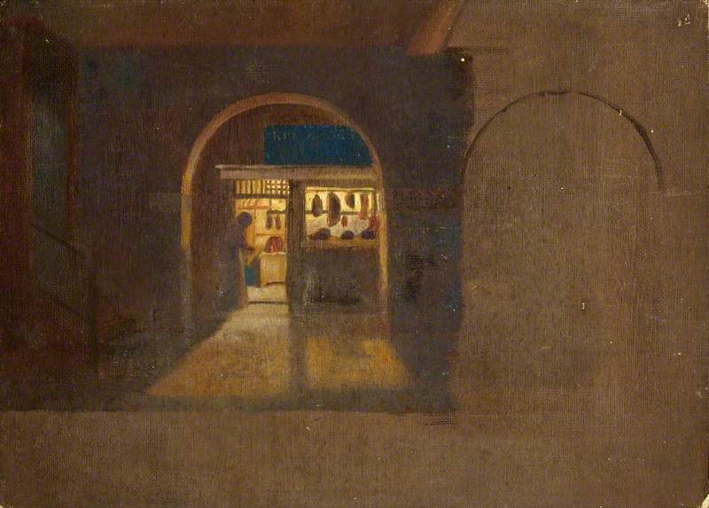 Wikioo.org - The Encyclopedia of Fine Arts - Painting, Artwork by Charles Paget Wade - Butcher's Shop at Night, in St Kitts ( )
