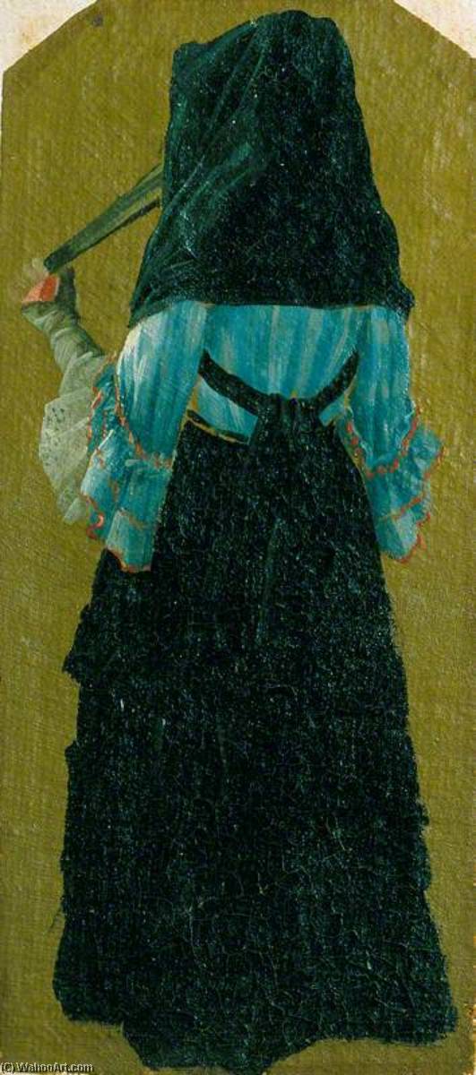 Wikioo.org - The Encyclopedia of Fine Arts - Painting, Artwork by Luca Carlevaris - A Lady Seen from Behind, Holding a Fan