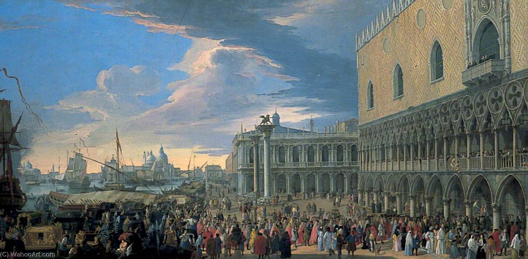 Wikioo.org - The Encyclopedia of Fine Arts - Painting, Artwork by Luca Carlevaris - The Arrival of the Earl of Manchester in Venice