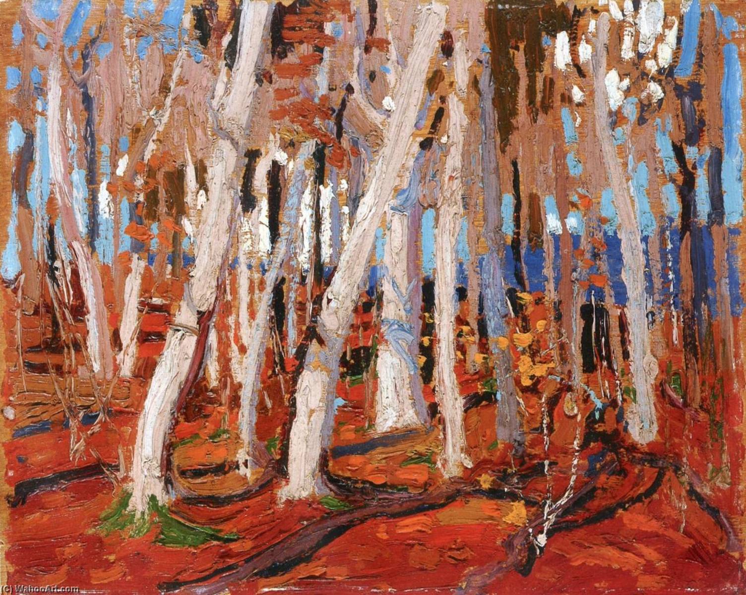 Wikioo.org – La Enciclopedia de las Bellas Artes - Pintura, Obras de arte de Tom Thomson - Arce bosque  desnudo  bañador
