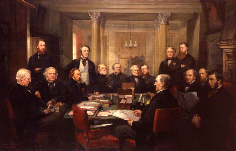 Wikioo.org - The Encyclopedia of Fine Arts - Painting, Artwork by Lowes Cato Dickinson - Gladstone's Cabinet of 1868