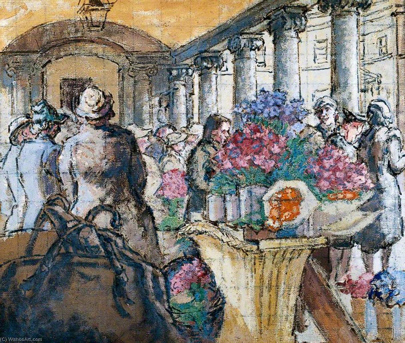 Wikioo.org - The Encyclopedia of Fine Arts - Painting, Artwork by Thérèse Lessore - Corridor of Flowers (Bath Flower Market)