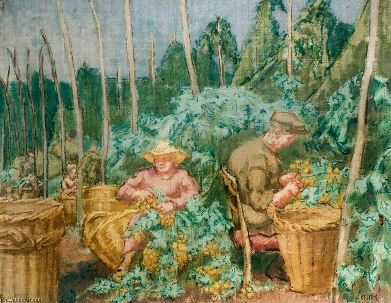 Wikioo.org - The Encyclopedia of Fine Arts - Painting, Artwork by Thérèse Lessore - Hop Pickers