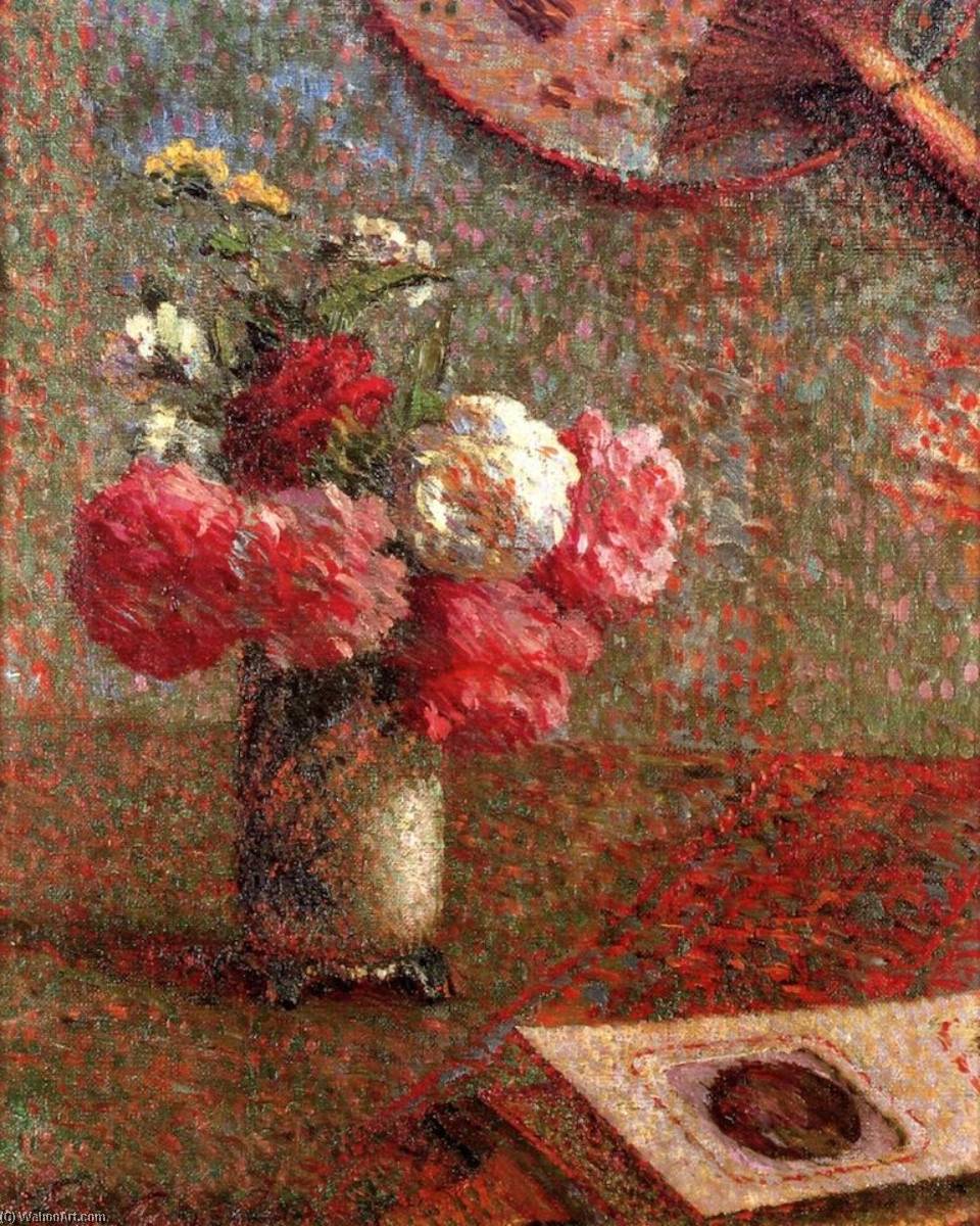 Wikioo.org - The Encyclopedia of Fine Arts - Painting, Artwork by Claude Emil Schuffenecker - Flower with Japanese Fan (also known as Bouquet of Flowers with Fan)