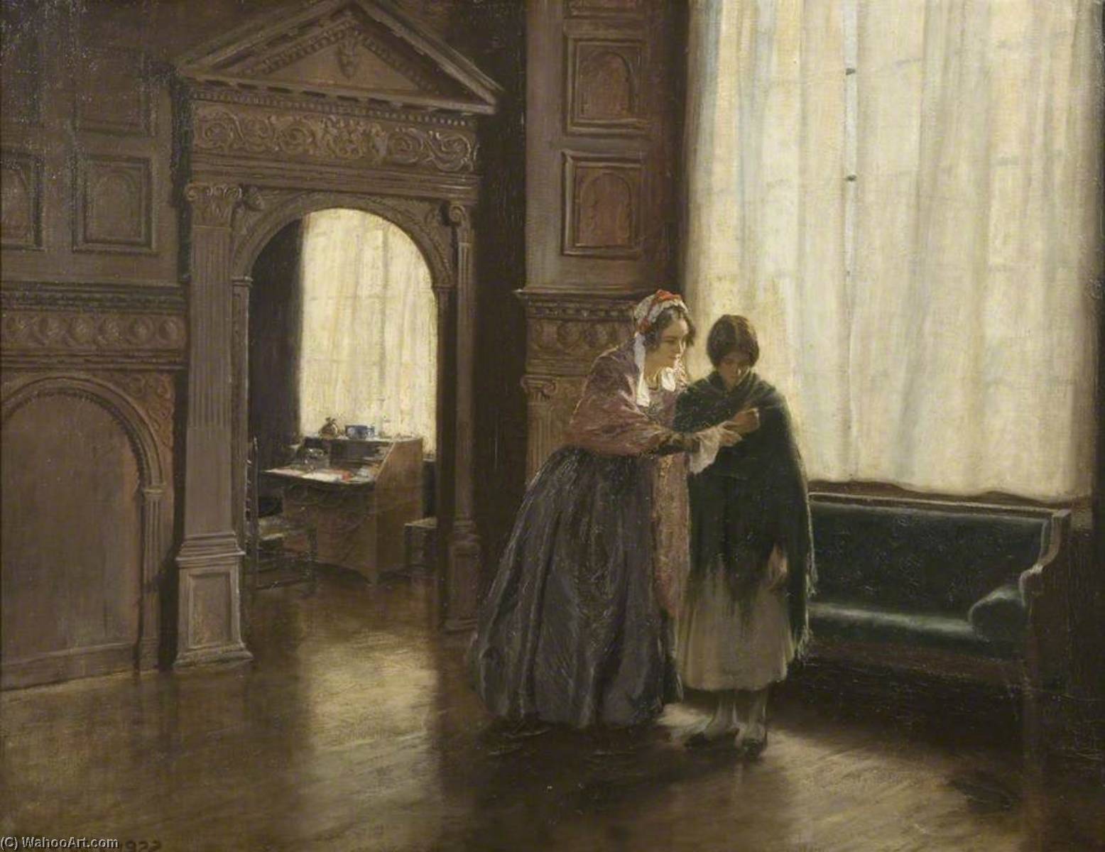 Wikioo.org - The Encyclopedia of Fine Arts - Painting, Artwork by George Edmund Butler - Mrs Mary Carpenter and Her First Reformatory Girl, Annie Woolham, at Red Lodge, 10 October 1854