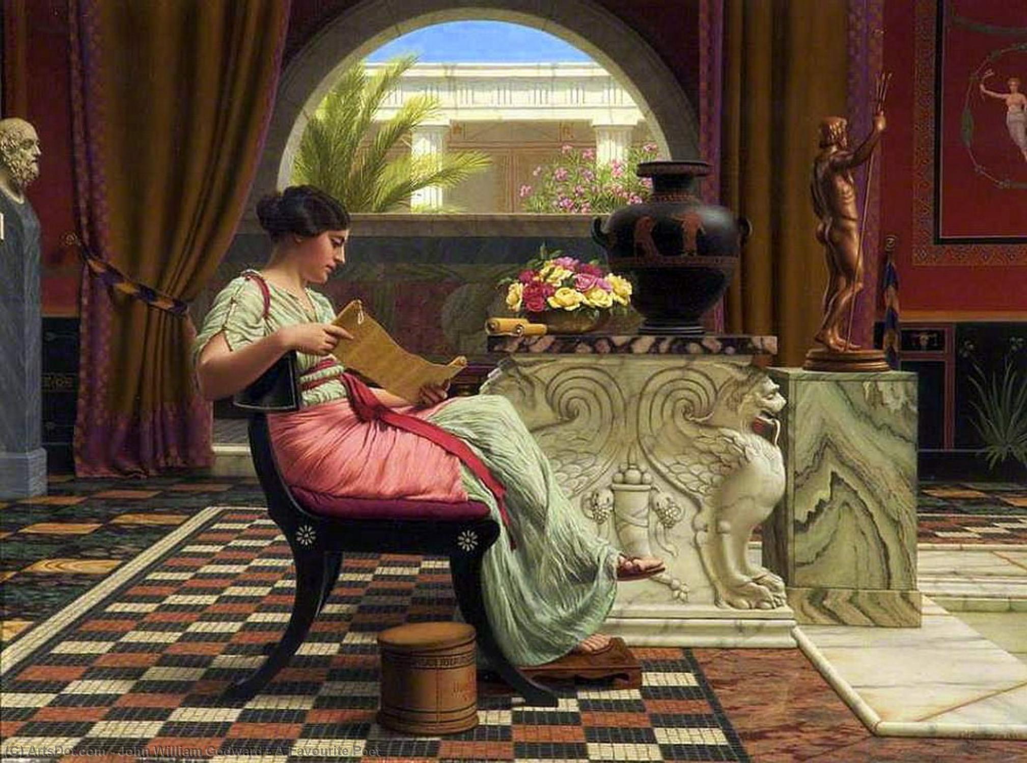 Wikioo.org - The Encyclopedia of Fine Arts - Painting, Artwork by John William Godward - A Favourite Poet