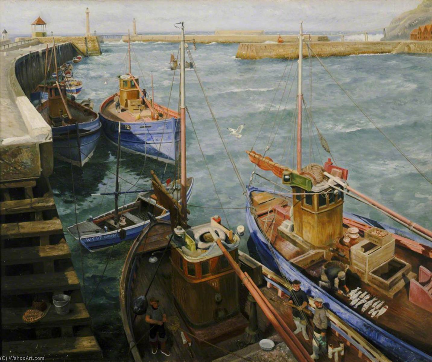 Wikioo.org - The Encyclopedia of Fine Arts - Painting, Artwork by Richard Ernst Eurich - Whitby in Wartime