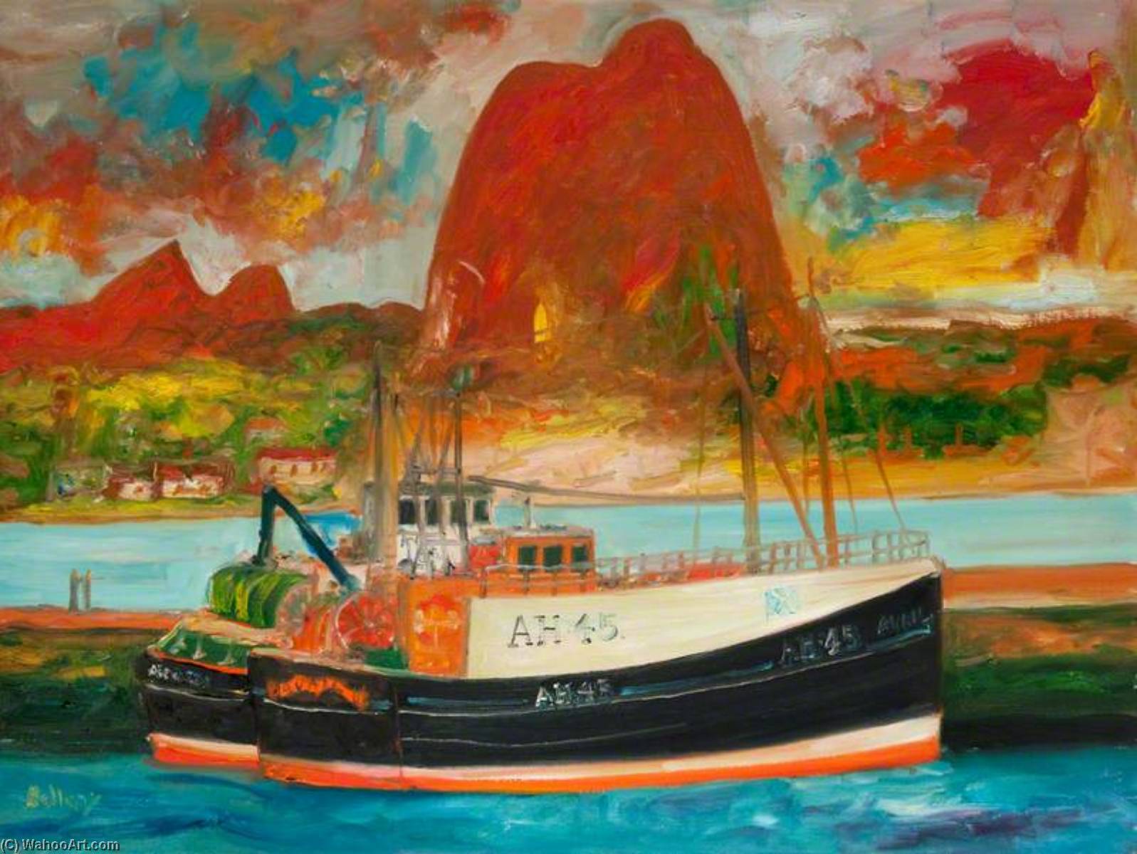 Wikioo.org - The Encyclopedia of Fine Arts - Painting, Artwork by John Bellany - Fishing Trawler
