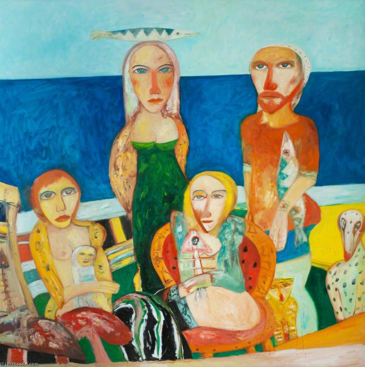 Wikioo.org - The Encyclopedia of Fine Arts - Painting, Artwork by John Bellany - Idyllic Childhood Memories (triptych, centre panel)