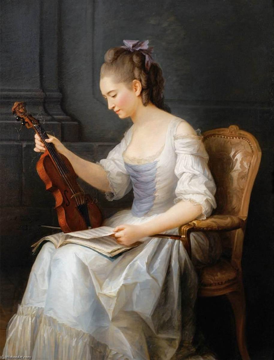 Wikioo.org - The Encyclopedia of Fine Arts - Painting, Artwork by Anne Vallayer Coster - Portrait of a Violinist