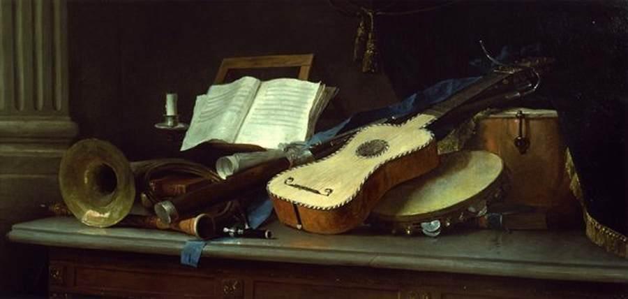 Wikioo.org - The Encyclopedia of Fine Arts - Painting, Artwork by Anne Vallayer Coster - Still Life with Musical Instruments
