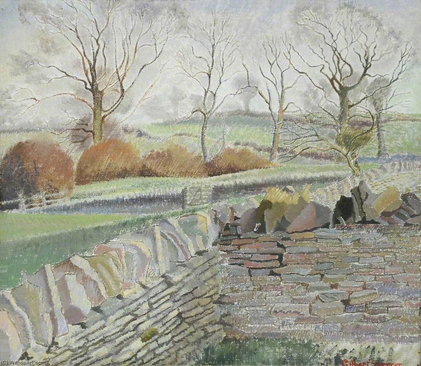 Wikioo.org - The Encyclopedia of Fine Arts - Painting, Artwork by Gilbert Spencer - Cotswold Meadows