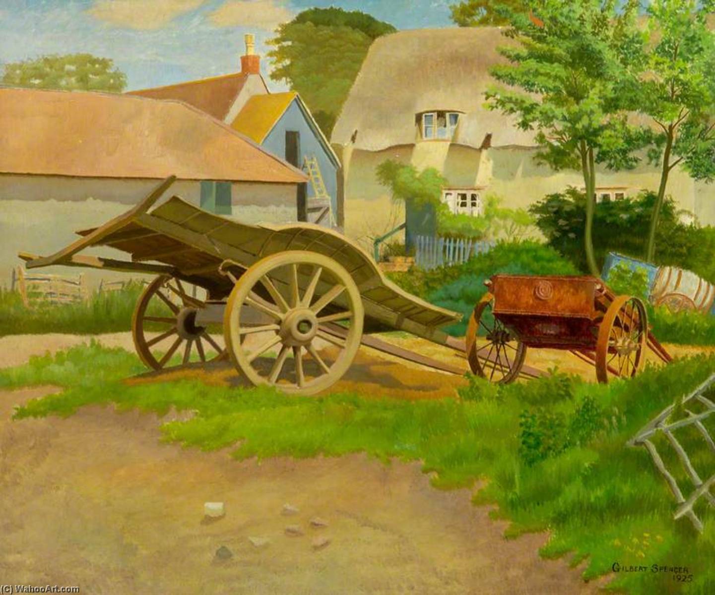 Wikioo.org - The Encyclopedia of Fine Arts - Painting, Artwork by Gilbert Spencer - The Farmyard, Garsington, Oxfordshire