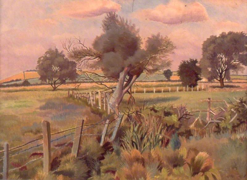 Wikioo.org - The Encyclopedia of Fine Arts - Painting, Artwork by Gilbert Spencer - A Marshy Landscape