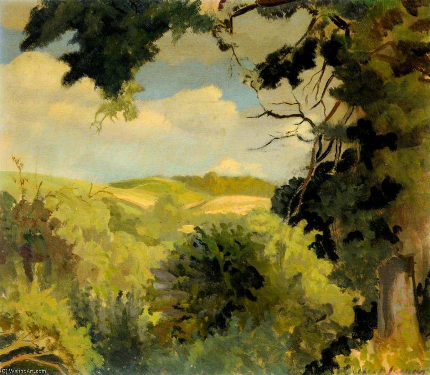 Wikioo.org - The Encyclopedia of Fine Arts - Painting, Artwork by Gilbert Spencer - Dorset Landscape No.1