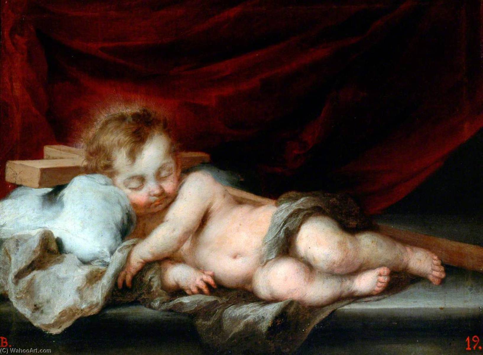 WikiOO.org – 美術百科全書 - 繪畫，作品 Bartolome Esteban Murillo - 圣婴 对  的  跨
