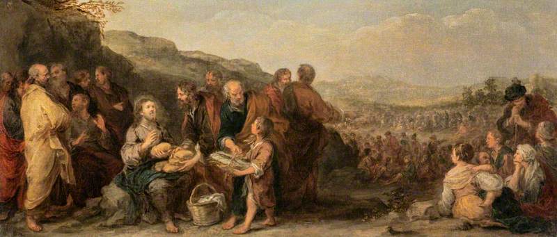 Wikioo.org - The Encyclopedia of Fine Arts - Painting, Artwork by Bartolome Esteban Murillo - The Miracle of the Loaves and the Fishes