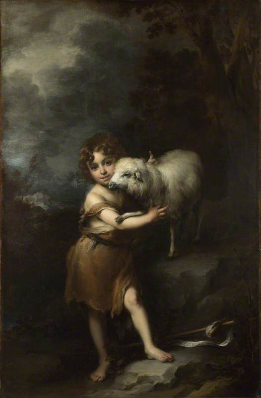 Wikioo.org - The Encyclopedia of Fine Arts - Painting, Artwork by Bartolome Esteban Murillo - The Infant Saint John with the Lamb