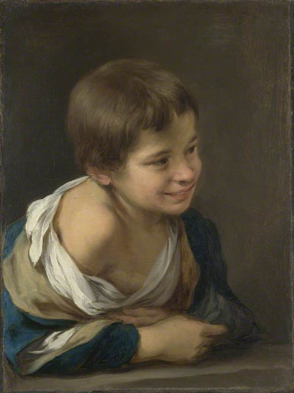 Wikioo.org - The Encyclopedia of Fine Arts - Painting, Artwork by Bartolome Esteban Murillo - A Peasant Boy leaning on a Sill