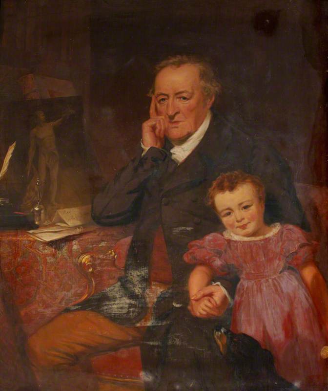 Wikioo.org - The Encyclopedia of Fine Arts - Painting, Artwork by George Clint - George O'Brien Wyndham (1751–1837), 3rd Earl of Egremont, and His Granddaughter the Honourable Caroline Sophia Wyndham (1829–1852), Later Mrs Kingscote