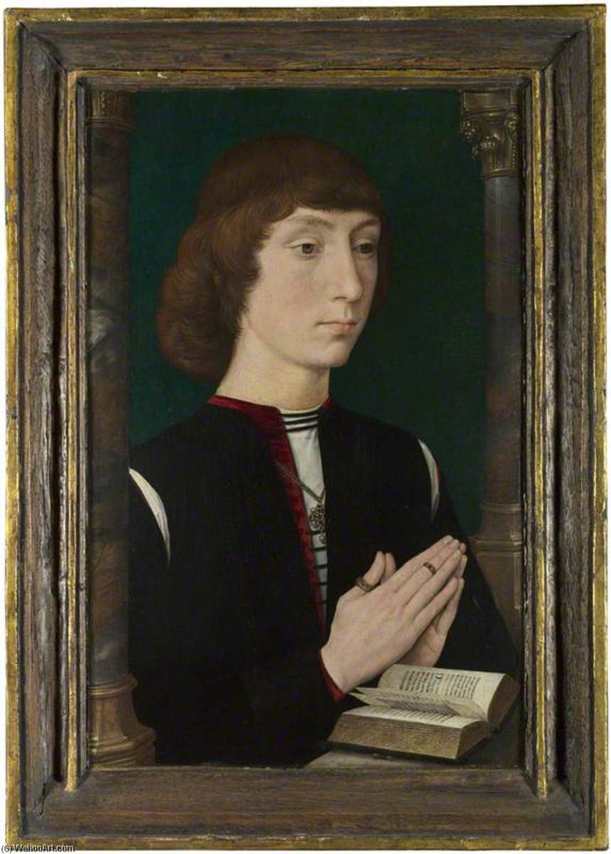 Wikioo.org - The Encyclopedia of Fine Arts - Painting, Artwork by Hans Memling - A Young Man at Prayer