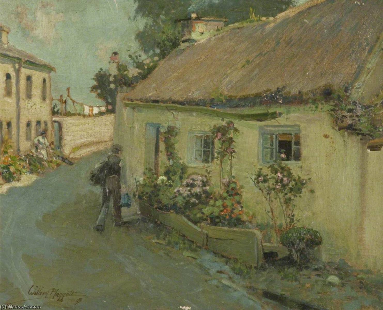 WikiOO.org - אנציקלופדיה לאמנויות יפות - ציור, יצירות אמנות William Hoggatt - Thatched Cottage