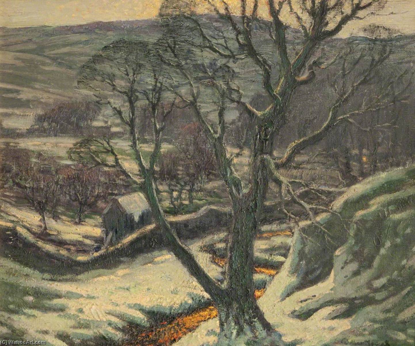 Wikioo.org - The Encyclopedia of Fine Arts - Painting, Artwork by William Hoggatt - Tree and Landscape in Snow