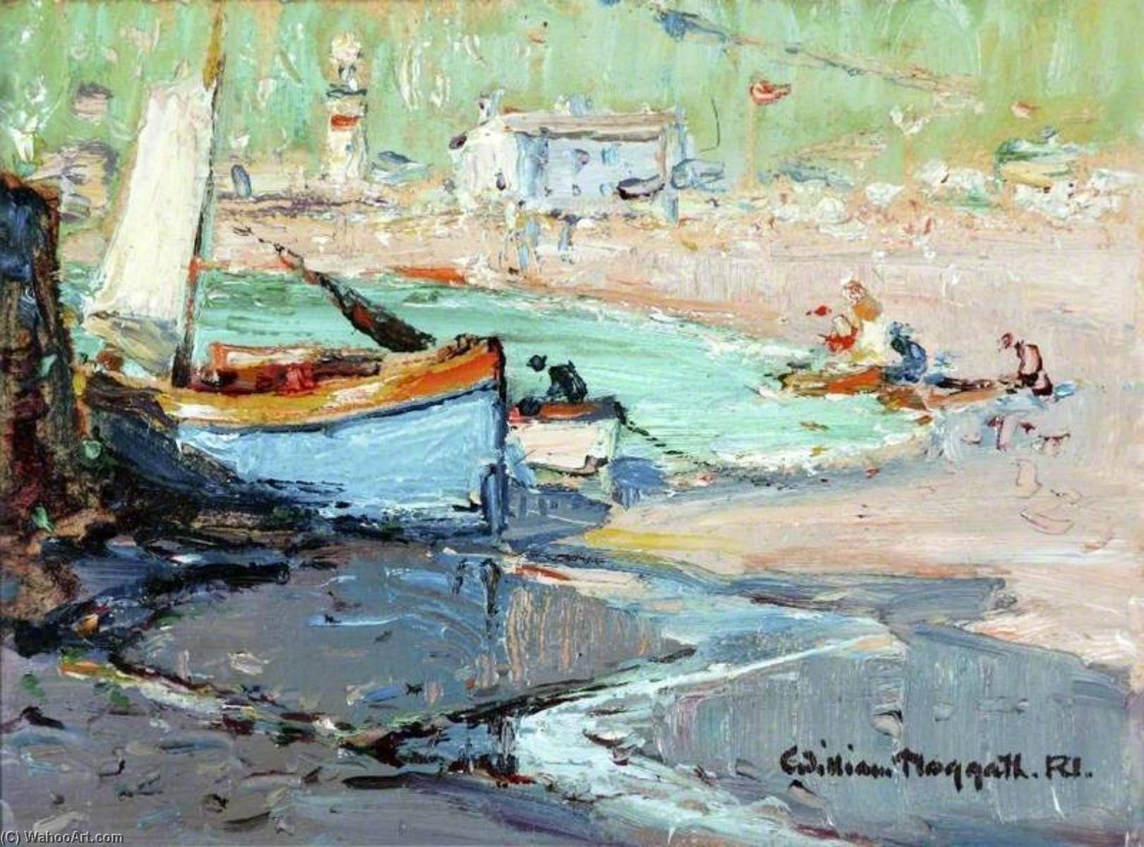 Wikioo.org - The Encyclopedia of Fine Arts - Painting, Artwork by William Hoggatt - Small Harbour with Boats